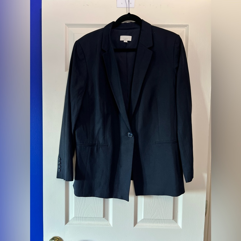 LOFT Navy Linen Blazer - 18P